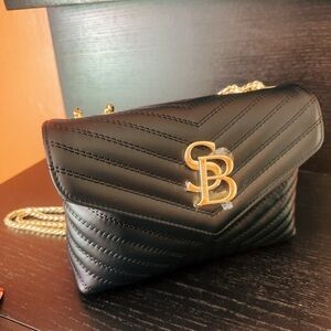 SARA BURGLAR genuine black leather shoulder bag Kate Trapunto BORSA DONNA NWT